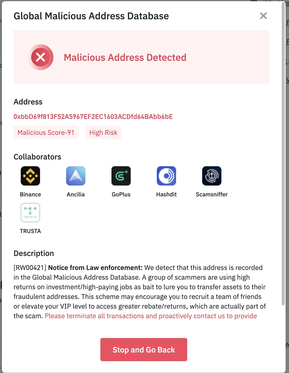 Binance's 8 Levels of Anti-Scam Risk Control Measures: Global Malicious Address Database Alert