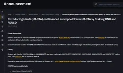Manta Network (MANTA) Launches on Binance Launchpool