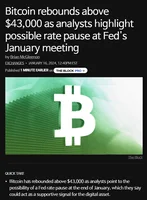 Market Update: Bitcoin Rebounds to $43,000, Fed's Interest Rate Decision Could Benefit Cryptocurrency Market